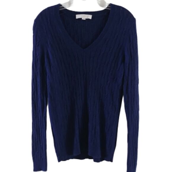 Loft Cable Knit V-neck Sweater - Picture 1 of 5